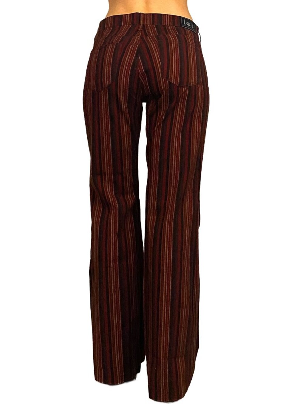 2000s l.e.i red striped mid rise flare pants